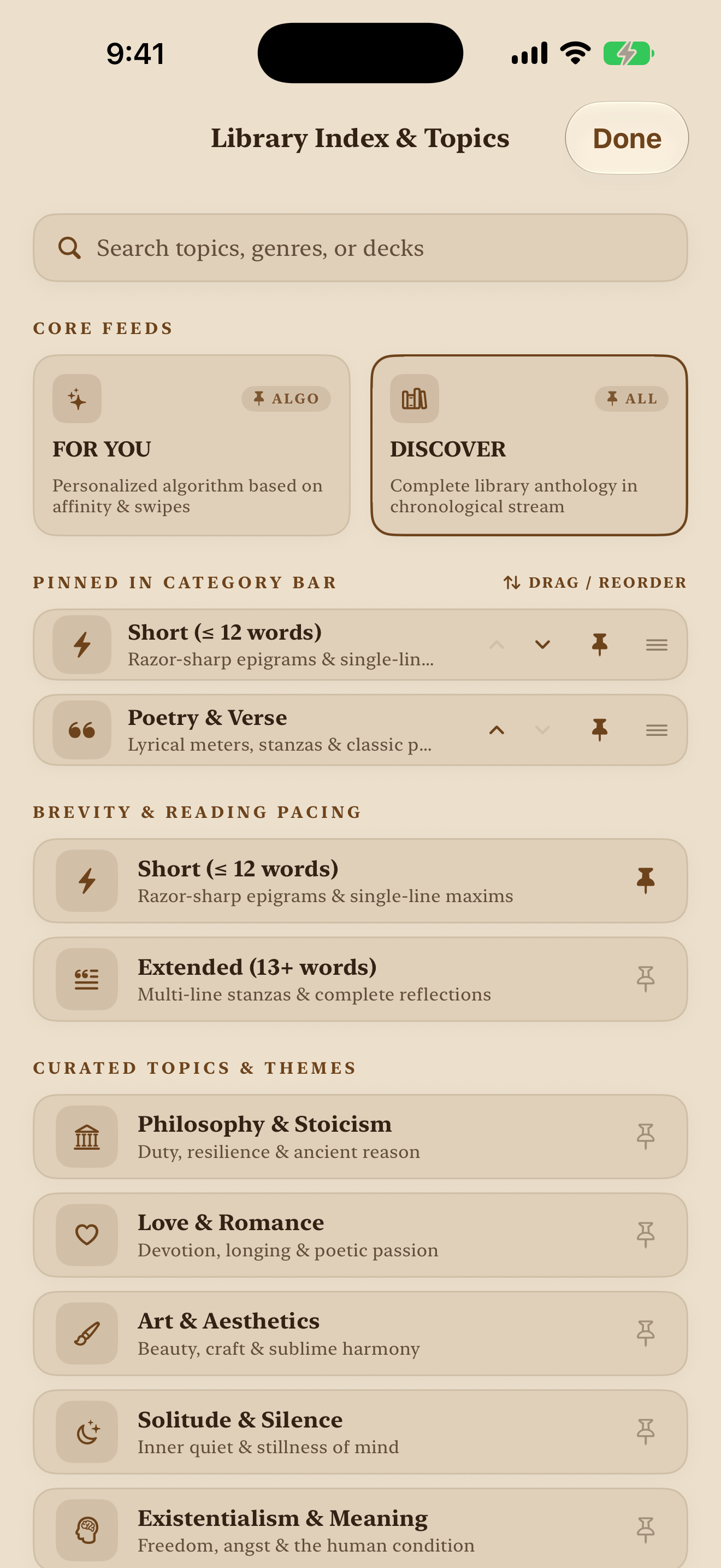 Library Index and Topics