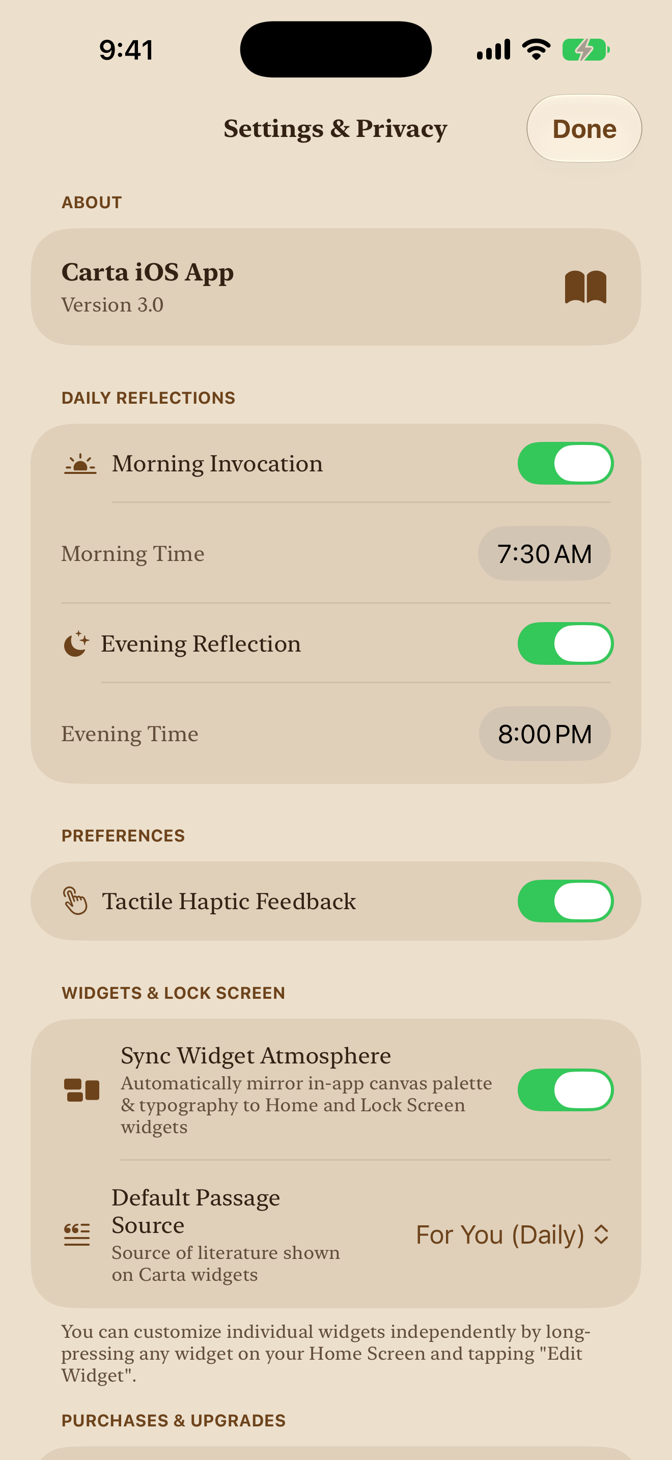 Settings & Privacy